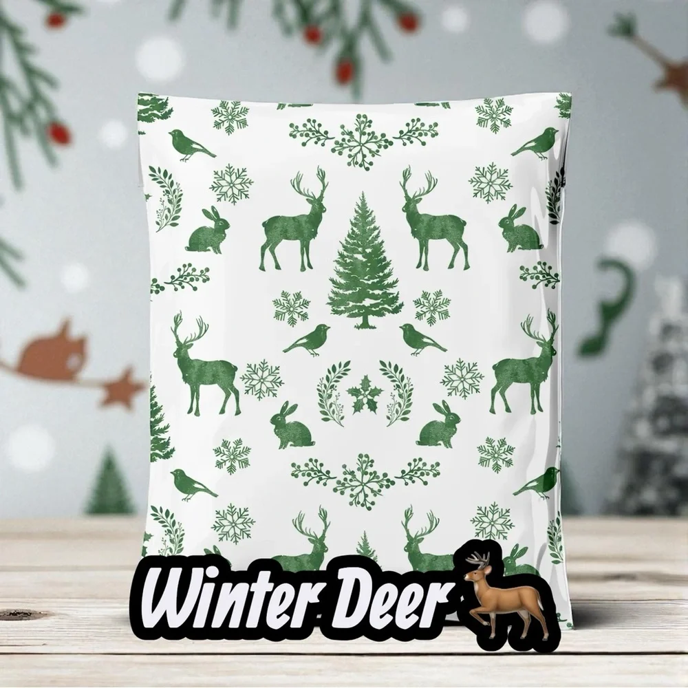 Winter Deer Poly Mailers 10x13 Pack of 25